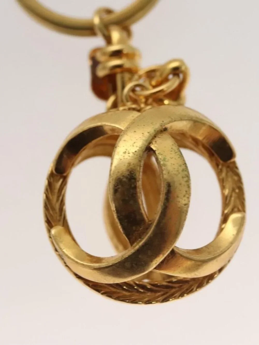 CHANEL COCO Mark Key Ring metal Gold CC Auth ar13427